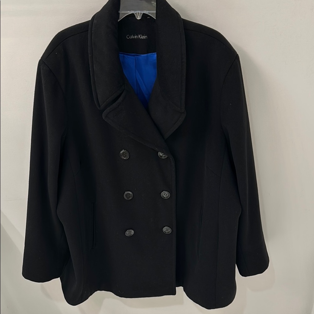Calvin Klein 4XL Black Wool Cashmere Double Breasted Men’s Peacoat